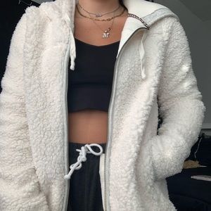 Cream Sherpa zip up jacket